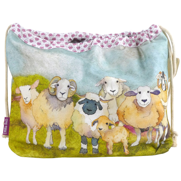 Emma Ball Felted Sheep Drawstring Bag